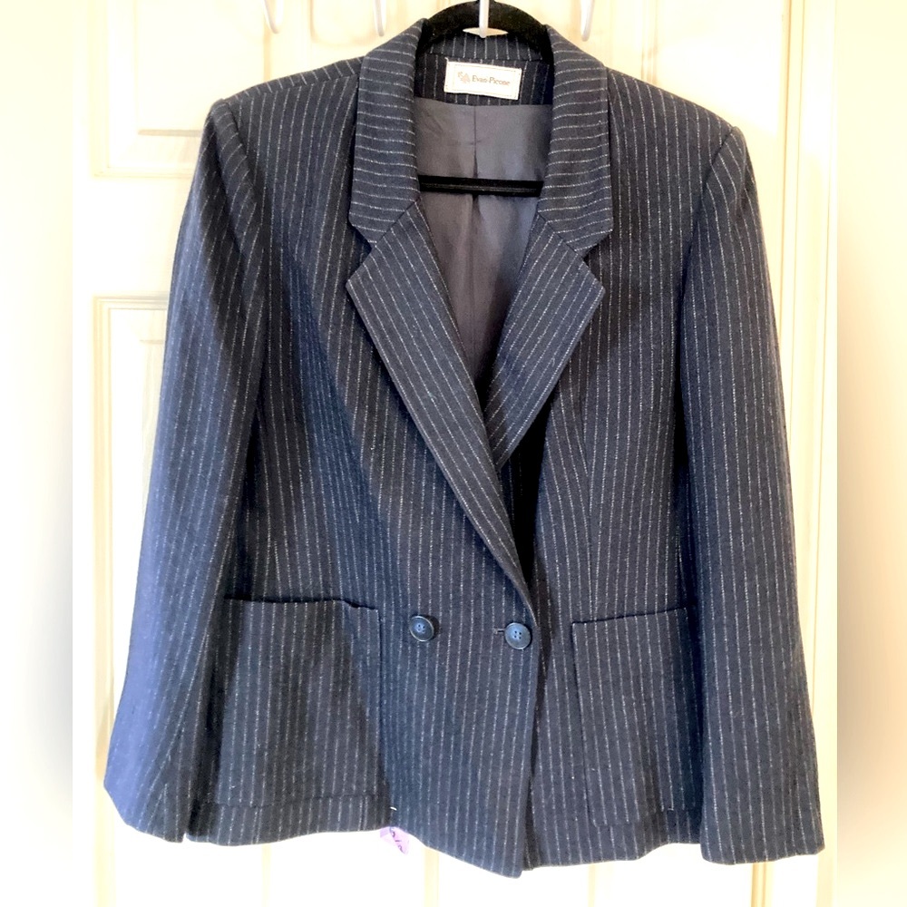 Evan Picone Navy Pinstripe Blazer 10P
